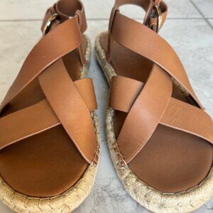 New Marc Fisher Tallia Light Natural LeatherEspadrille Size 9M